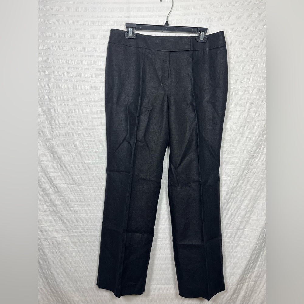 Talbots Pure Irish Linen Black Wide Leg Pants Size 12 Petite